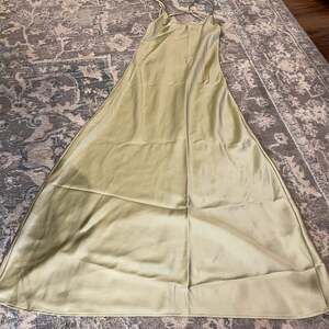 Zara Light Green Satin Effect Lingerie Style Midi Dress
